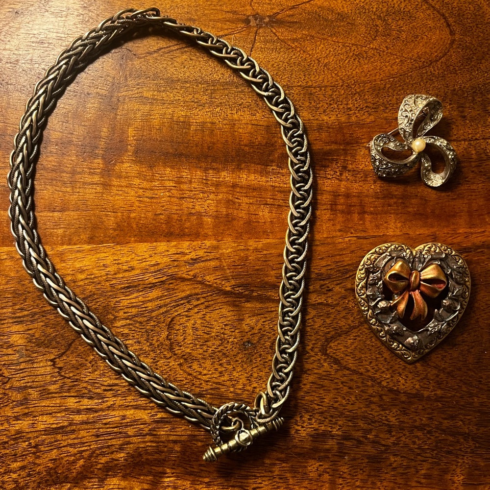 Vintage Silver Necklace and Brooch Set